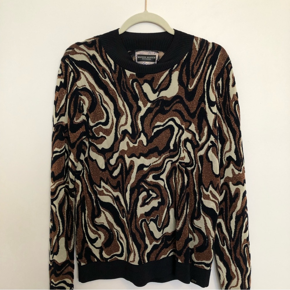 Scotch And Soda Metallic Print Sweater Size L - image 1